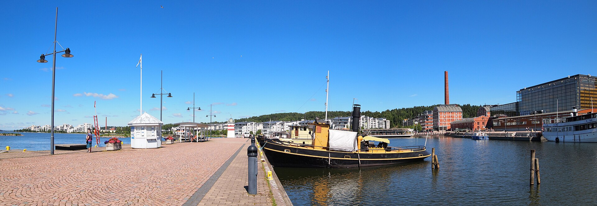Sunny panorama of Lahti harbour