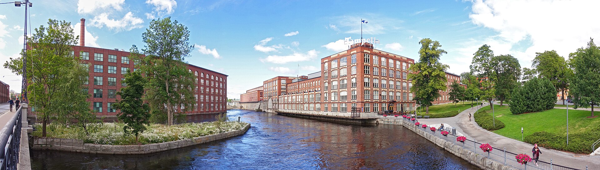 Tammerkoski river and brick factory buildings in Tampere